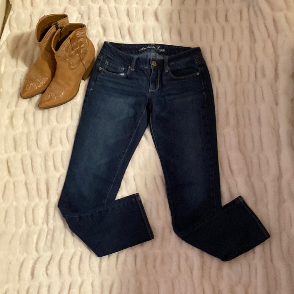 American Eagle Outfitters  Stretch Skinny Jeans Low Rise Dark Blue 28x27 - Sz. 2